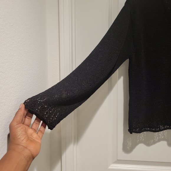 Bice by Sag Harbor Black Cardigan Sweater. Extra Large #153 - Picture 2 of 6